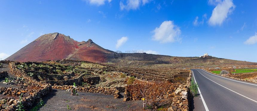 加那利群岛兰萨罗特公路场景旅行发动机运输全景土地火山美化路线爬坡图片