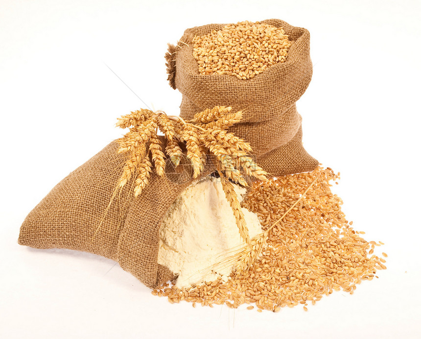 面粉和小麦谷物收成木板团体农场面包食物黄麻麻布解雇燕麦图片