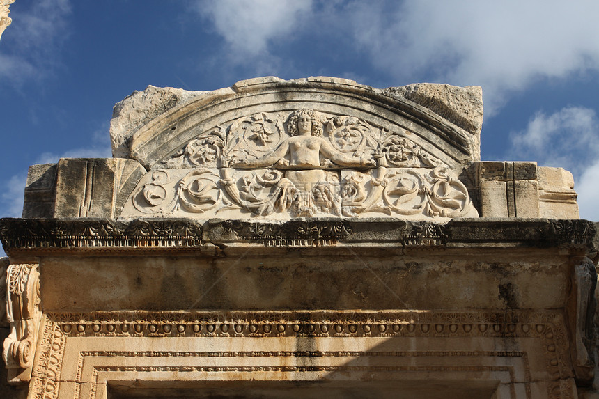 哈德良寺庙火鸡城市柱子古董旅行大理石弗所吸引力石头考古学图片