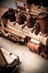 手工木制木制玩具火车背景图片