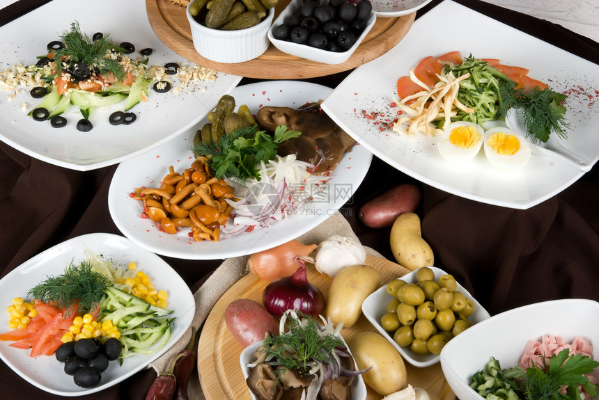 餐厅餐桌胡椒食物美食沙拉团体营养产品水果黄瓜土豆图片