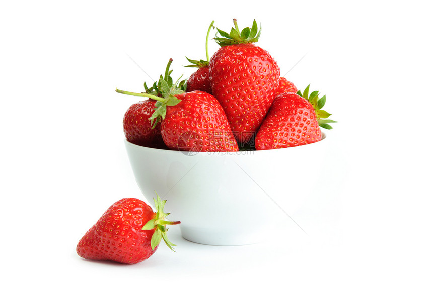 红莓果叶子工作室浆果水果美食健康营养白色红色杯子图片