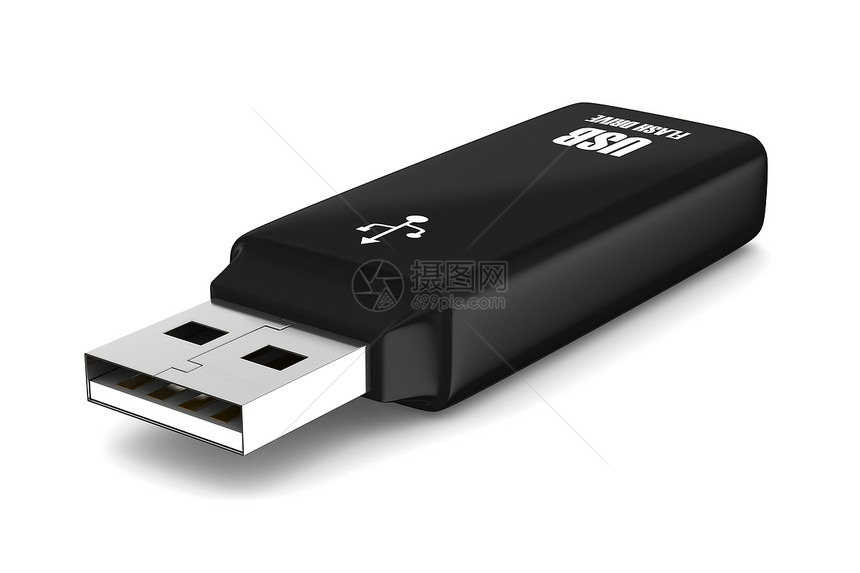 白色背景上的 usb 闪存驱动器 孤立的 3D 图像记忆网络电脑钥匙数据配饰电子软件插图机动性图片