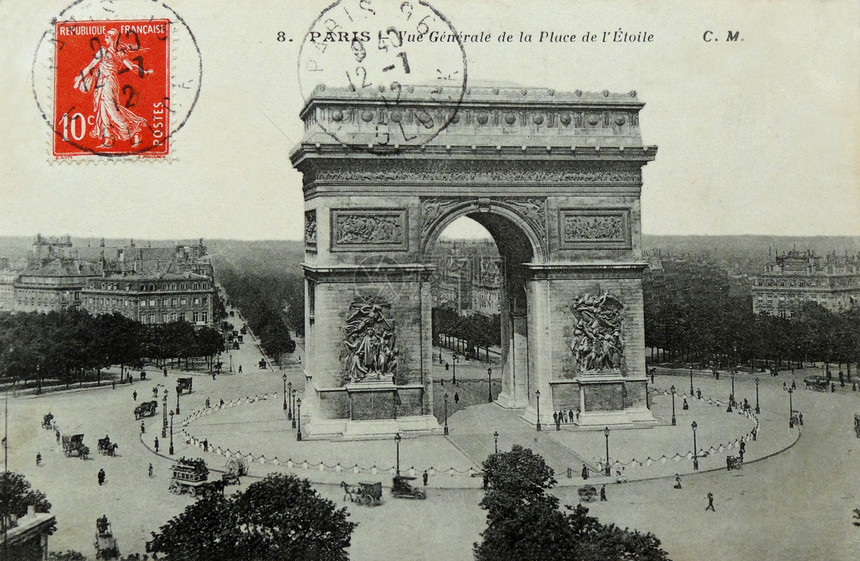 巴黎古老明信片照片古董邮票胜利城市冠军建筑学纪念碑卡片邮政图片