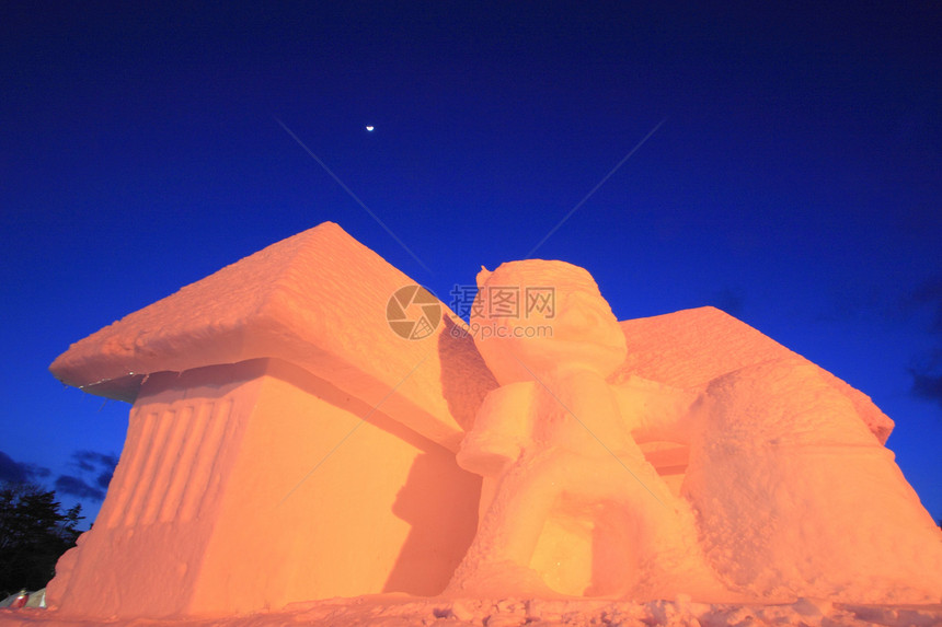 日本日积雪节季节雕刻雕像水晶白色雪祭雪花图片