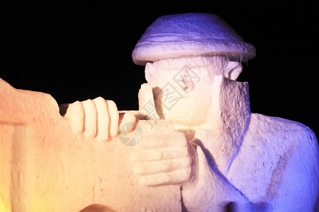 日本日积雪节季节雪花雪祭雕像白色水晶雕刻背景图片