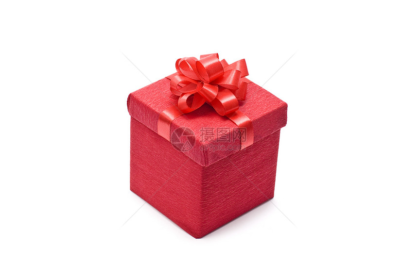 带弓的红礼盒丝带红色盒子生日展示念日礼物惊喜图片