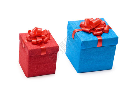礼品盒惊喜丝带念日展示蓝色红色盒子生日礼物背景图片