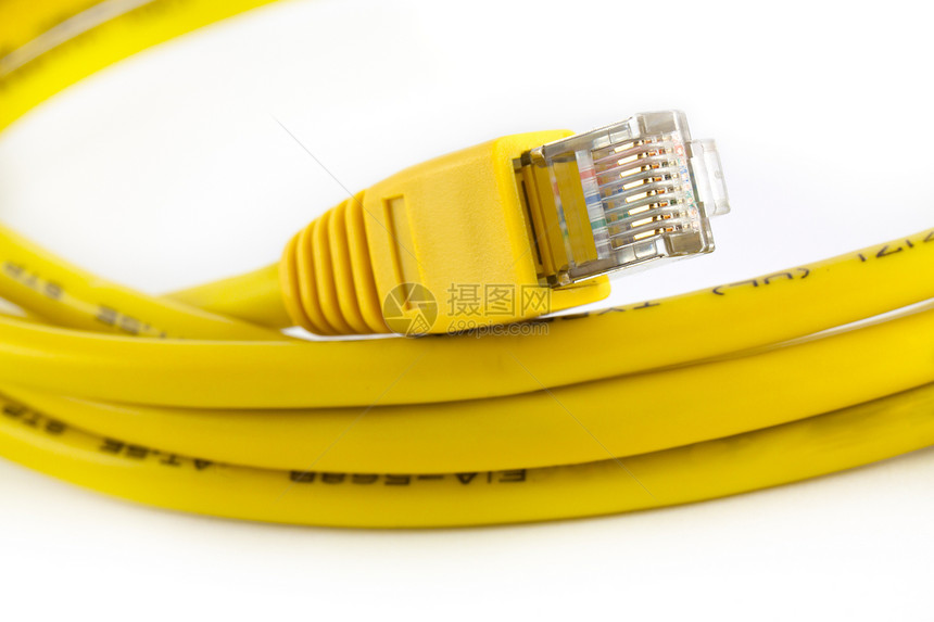 以太网电缆局域网互联网插头技术数据带宽黄色电缆网络宏观图片