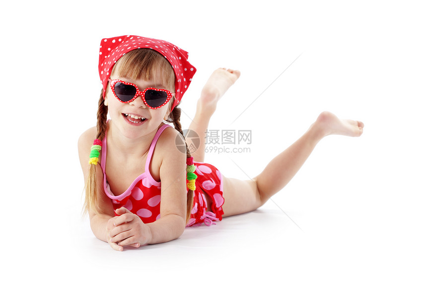 暑期儿童育儿头巾女性快乐海滩眼镜冒充女孩泳装婴儿图片
