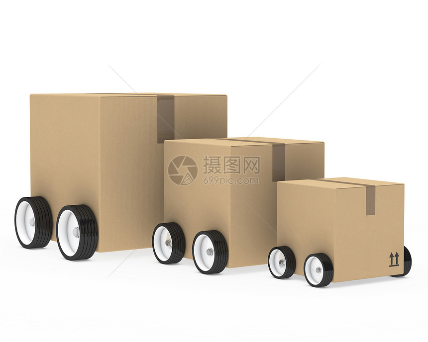 包装汽车服务轮子货运纸盒运输录音尺码纸板回收车辆图片