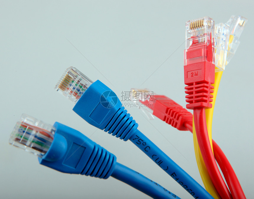 以太网网络电缆技术水平插头电脑线摄影图片