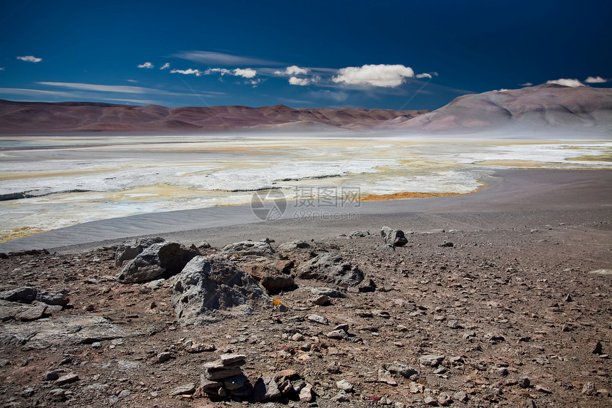 智利盐湖地形池塘旅游沙漠地区风景蓝色火山城市旅行图片