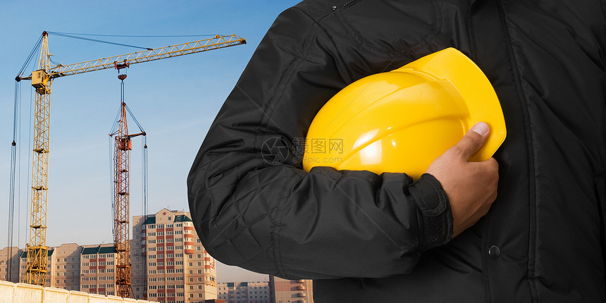 建筑物建设者建造帽子工人头盔男性安全商业塑料木工图片