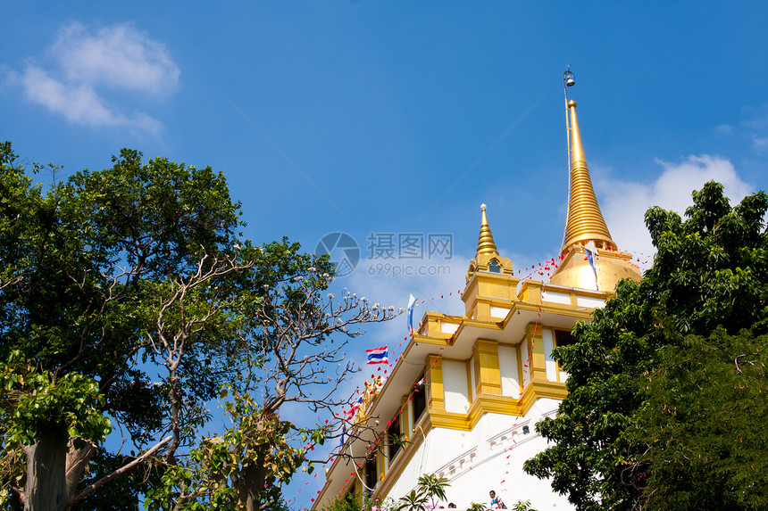 泰国佛教塔遗产旅游佛塔纪念碑建筑学宗教蓝色佛教徒天空晴天图片