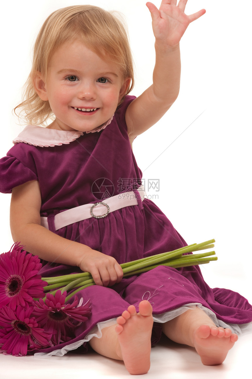 儿幼婴孩童金发女儿礼物展示雏菊儿童女孩生日孩子花束图片