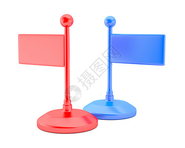 红旗和蓝旗插图白色指针蓝色红色导航玩具工具锦旗塑料背景图片