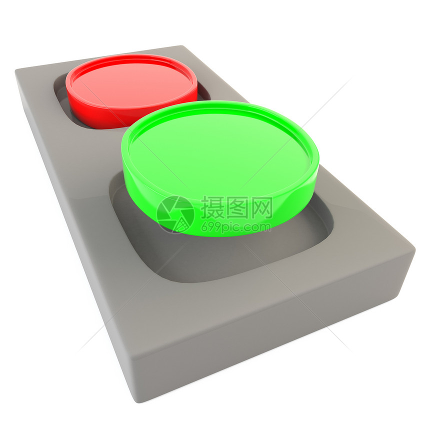 绿和红按钮技术红色紧迫感塑料白色绿色金属力量安全控制图片