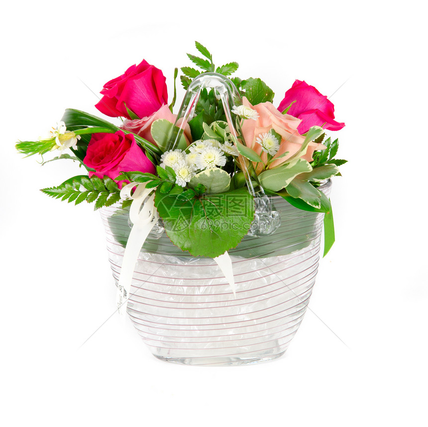 一堆玫瑰庆典玻璃花园花瓶礼物展示生日美丽植物群植物图片