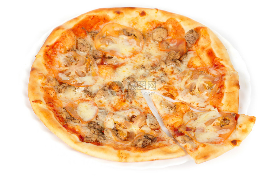 披萨比萨面团育肥糕点用餐圆圈鱼片蔬菜馅饼午餐美食图片