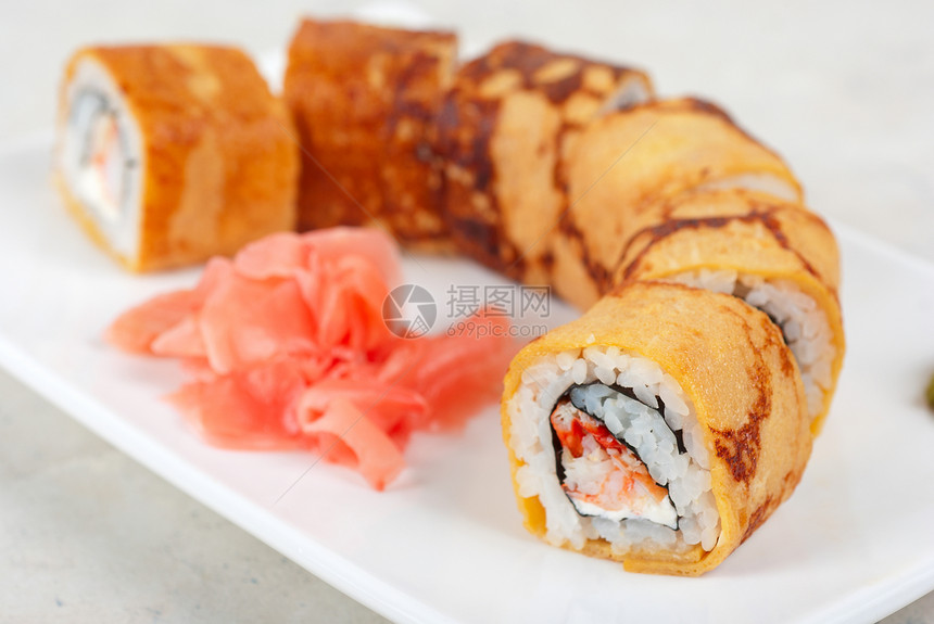煎蛋饼寿司文化盒子便当面条螃蟹午餐芝麻寿司叶子饮食图片