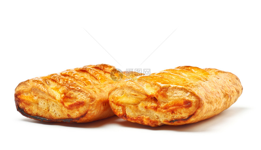两个新鲜馅饼油炸馒头面包零食饼干食物糕点烘烤包子竹子图片