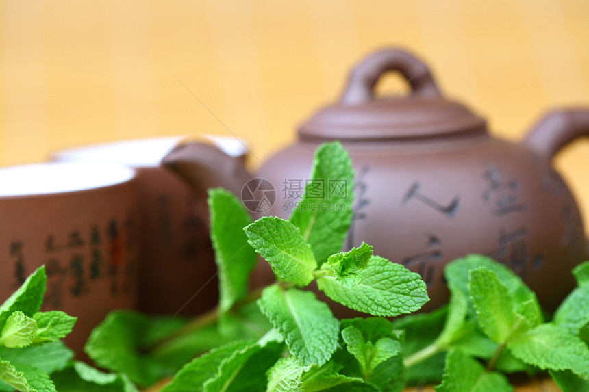 薄荷茶杯子食物美食小吃早餐草本植物竹子文化液体饮料图片