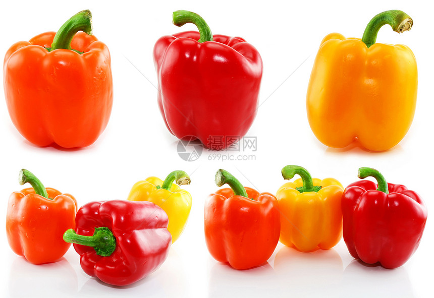彩色辣椒分离采集胡椒营养美食植物水果食物饮食红辣椒蔬菜沙拉图片