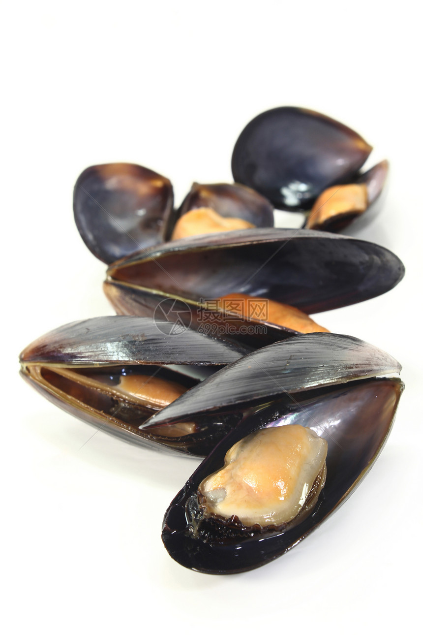 贝壳海鲜水果盘子贝类动物贻贝盐水异国珍珠烹饪图片