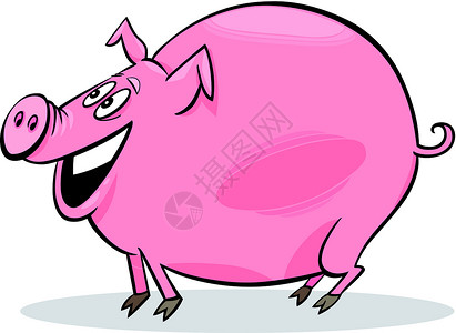 漫画猪尾巴国家快乐哺乳动物猪肉绘画农场鼻子插图微笑背景图片