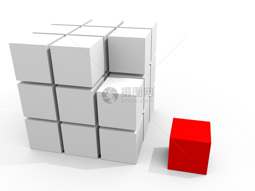 立方体白色离婚差异组别红色图片