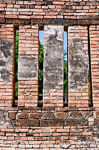 旧灰砖墙材料寺庙窗户背景图片