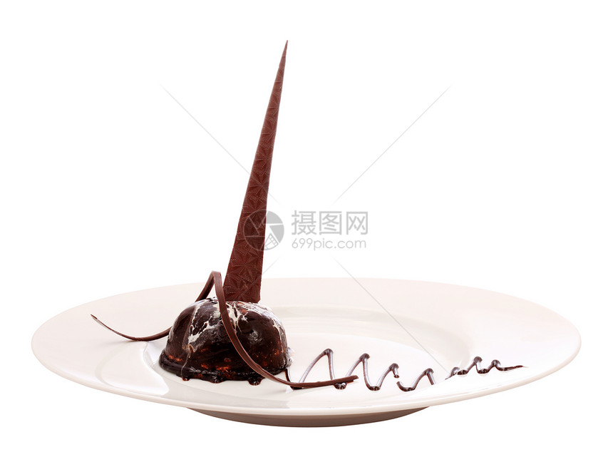 巧克力甜点浆果奶油盘子美食美味面包蛋糕刨冰液体享受图片