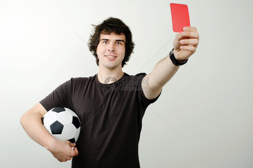 红卡黑色运动法官手指游戏裁判衬衫足球卡片图片