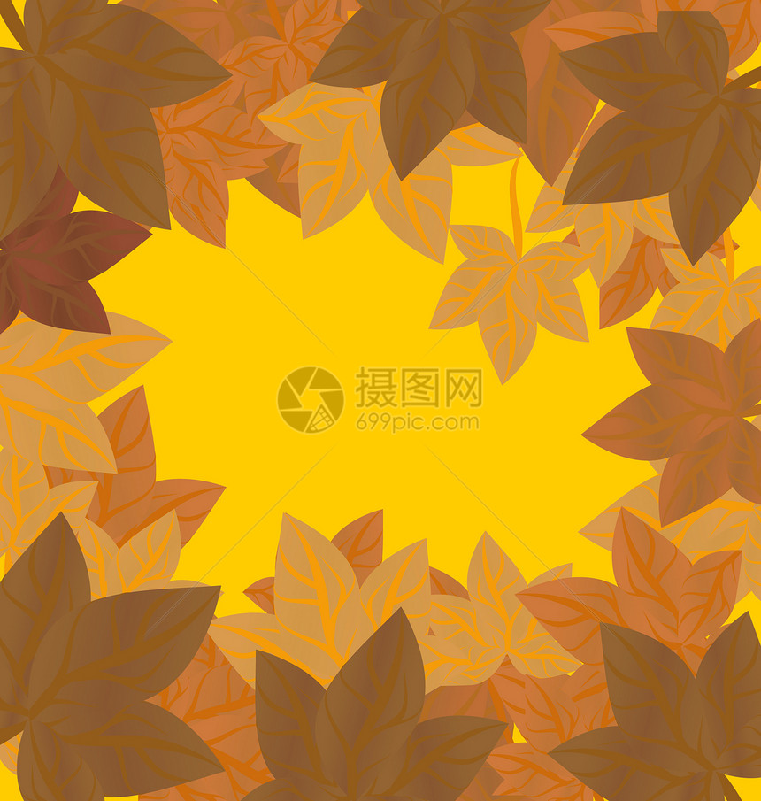 含秋叶的矢量框架 红橙黄色图片