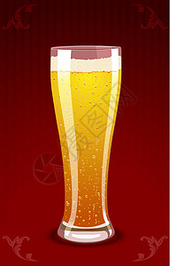 红背景啤酒杯的矢量插图Name插画