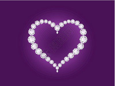 紫色钻石紫外背景矢量钻石心脏插画