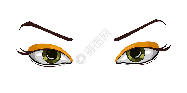 矢量美丽的眼睛金子插图容貌眉毛化妆品黄色魅力女性绿色卡通片背景图片