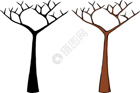 条木树卡通片分支机构植物手绘绘画树干插图背景图片
