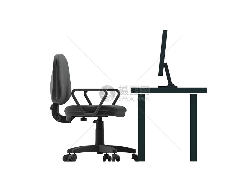 带有桌面的椅子和桌子 3D 提供说明图片