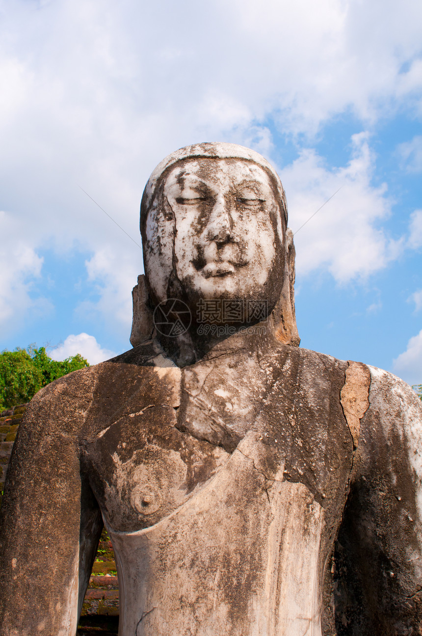 古佛像文化雕塑石头旅行地标佛教徒冥想历史蓝色废墟图片
