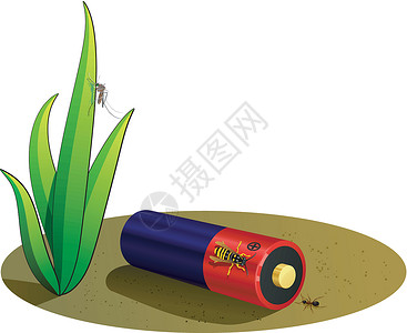 蚂蚁的力量电池的矢量插图 躺在槽上插画