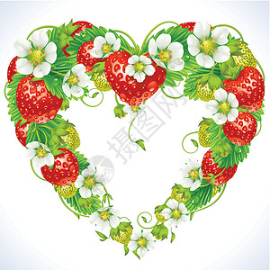 心边框心脏形状的草莓边框插画