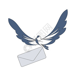 带翅膀信封给您的讯息卡通片飞行自由绘画信封信仰艺术鸽子青鸟翅膀背景