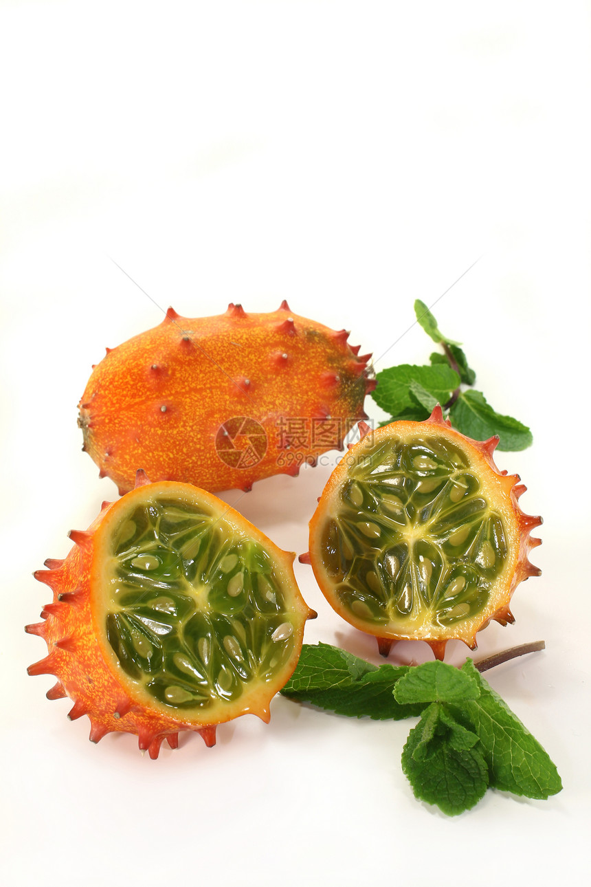 基瓦诺美味黄瓜白色水果热带角瓜异国情调黄色食物图片