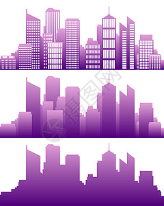 城市天际摩天大楼全景建筑学办公室粉色建筑物景观插图紫色建筑背景图片