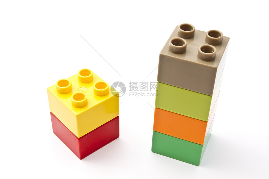 建筑砖块教育立方体创造力玩具绿色工作室孩子蓝色黄色游戏图片