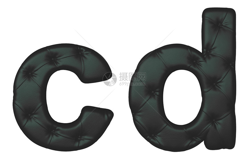豪华黑色皮革色字体 C D 字母图片