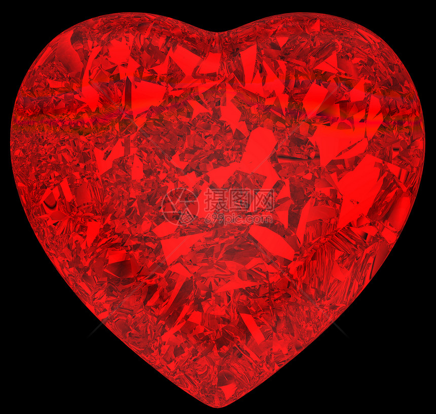 黑色红钻石心脏形状图片
