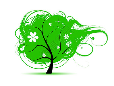 欣赏美的生活设计上美美的艺术树生活绿色衬套美丽树苗叶子枝条卡通片乐趣白色设计图片